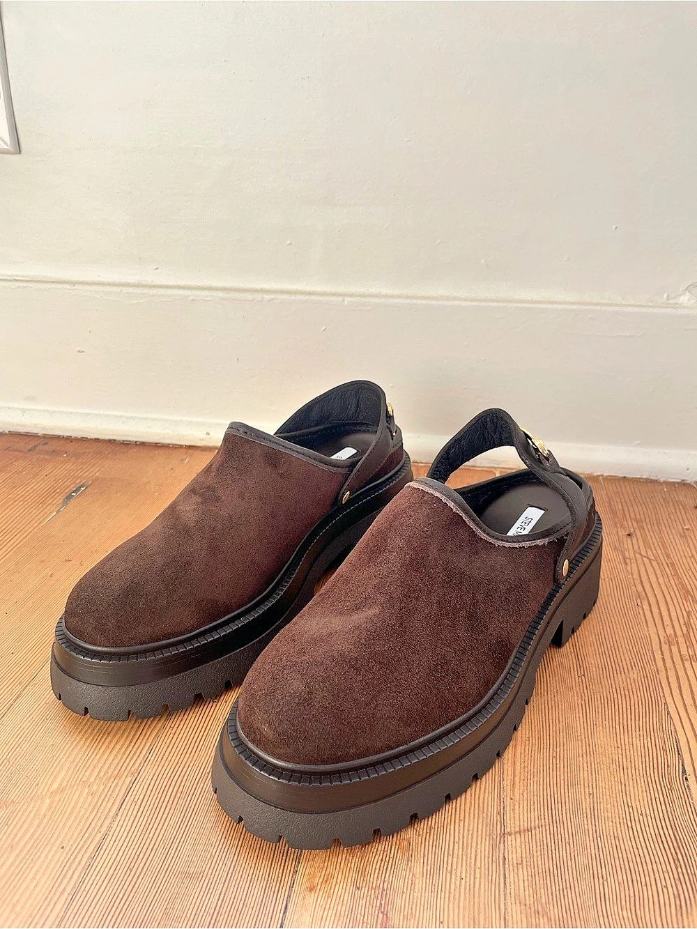 Steve Madden Erba Brown Suede Platform Lug Slingback Clog Brown Platform Clogs